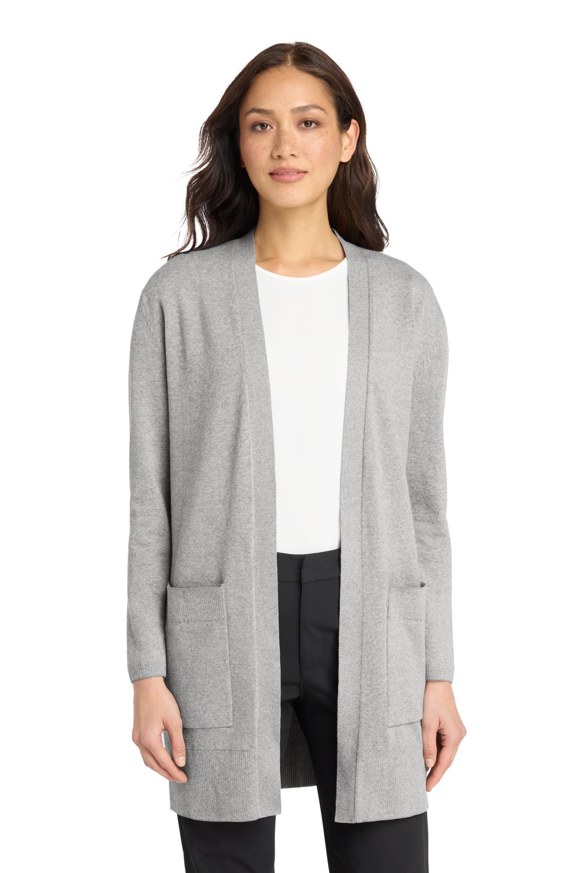 Mercer+Mettle® Women's Open-Front Cardigan Sweater MM3023 - Gusty Grey Heather